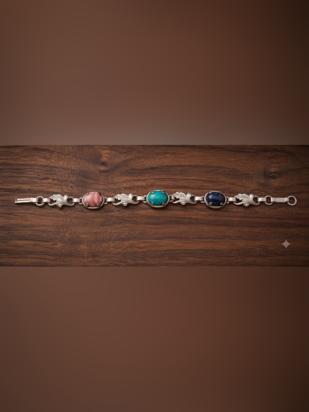 Silver Leaf Bracelet with Turquoise Stone